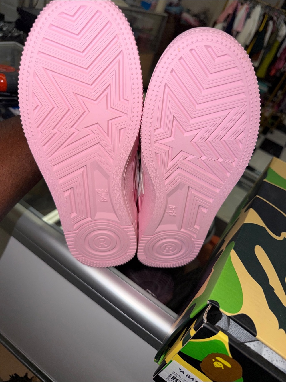 Bape men Pink Patent Leather Sneakers - Picture 6 of 7